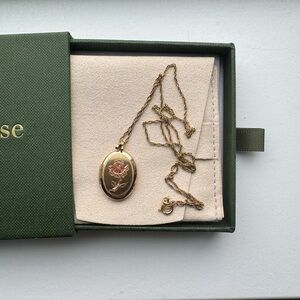Vintage Gold Rose Locket Necklace